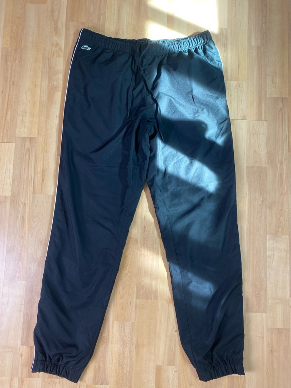 Lacoste Men's Black Sweatpants with White Side Piping